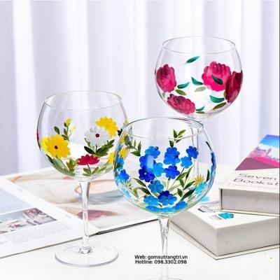 LY RƯỢU VẼ TAY HỌA TIẾT 4 MÙA